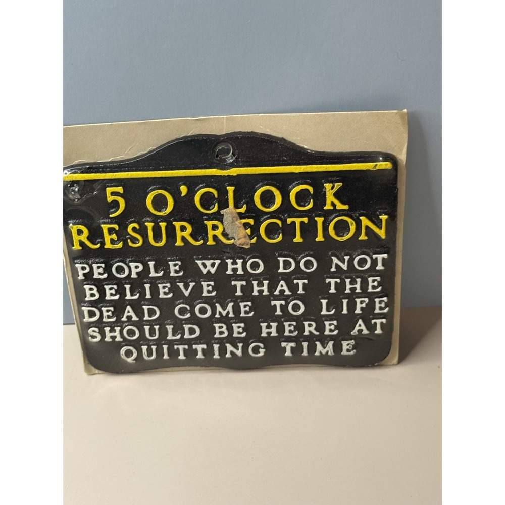 Vintage Cast Aluminum Sign - Mid-Century - 5 O'Clock Resurrection - 5" x 5" New - Picture 2 of 3